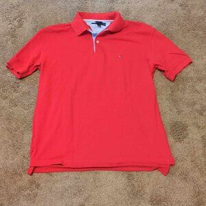 Tommy Hilfiger Classic Red Men's Polo Shirt Size Large Golf Tennis Preppy Design